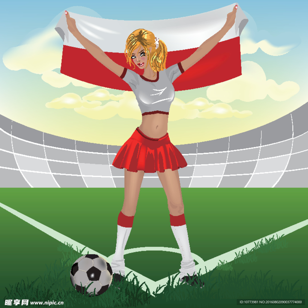 卡通足球宝贝啦啦队