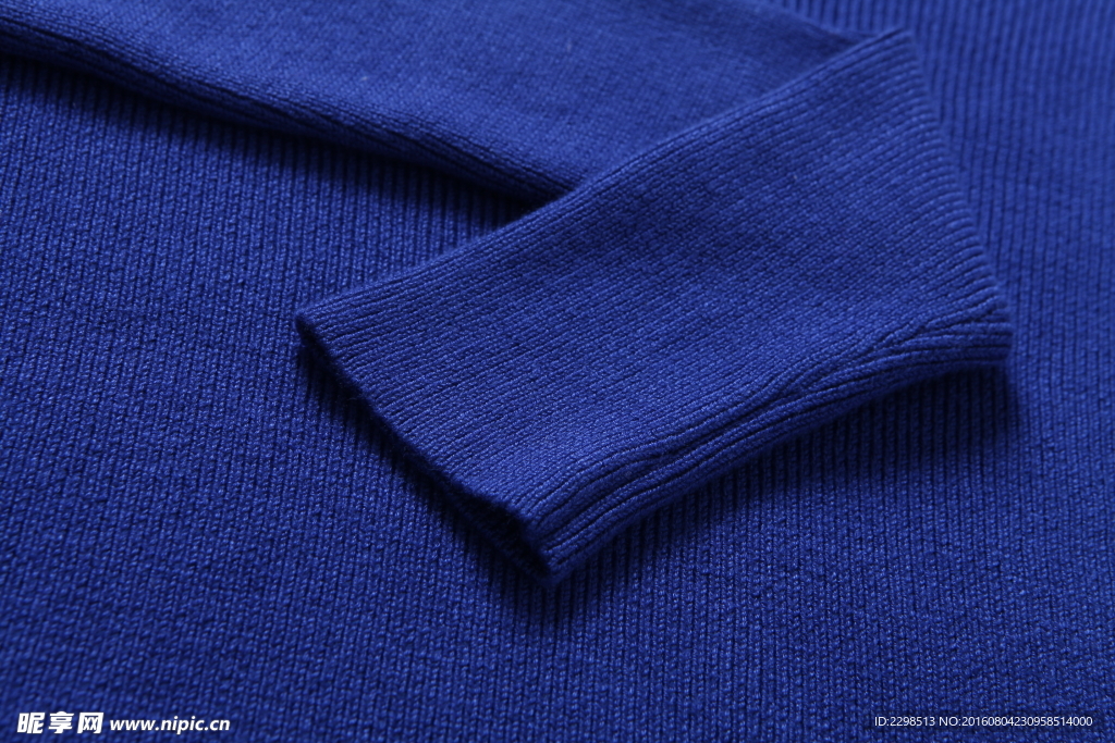 蓝色针织面料高清细节图