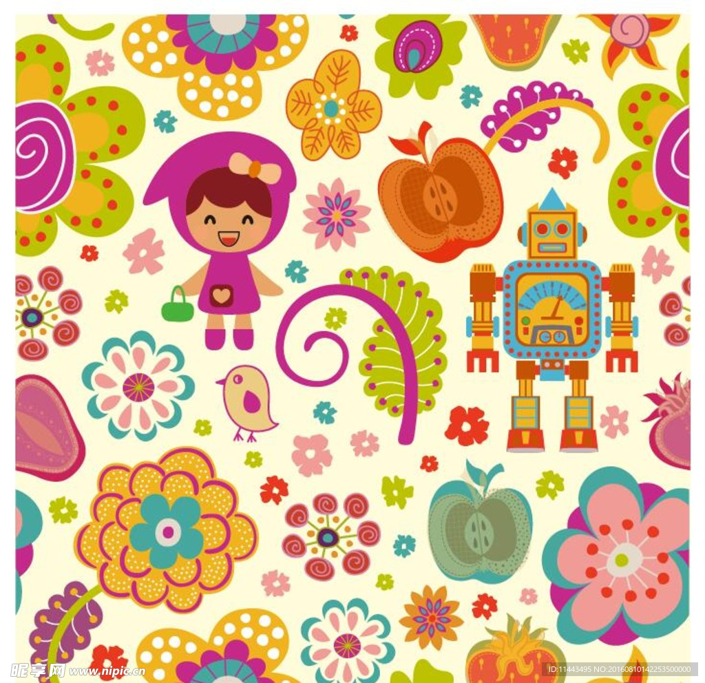 可爱卡通花朵图案