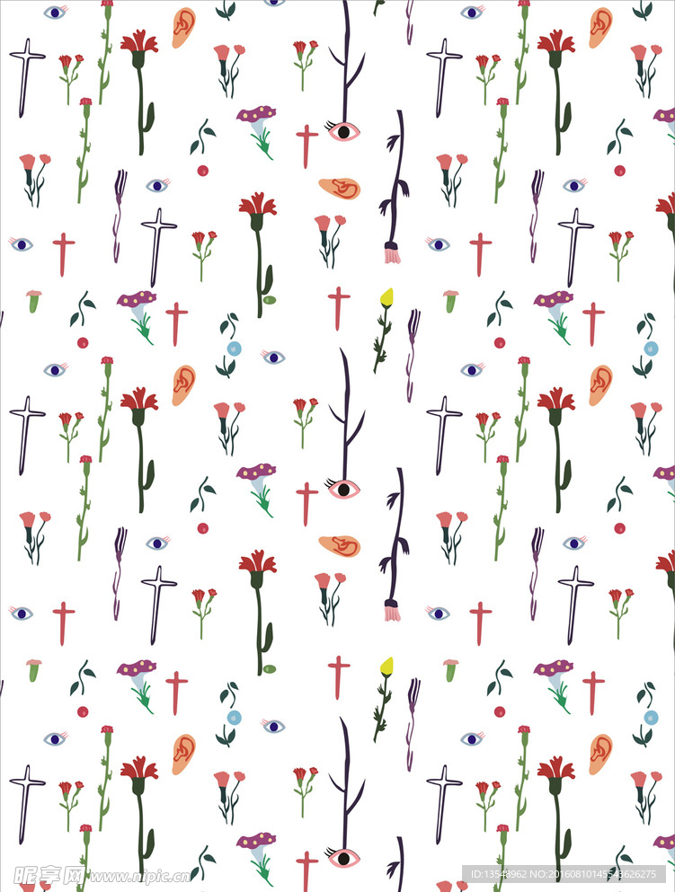 绿色花草枝叶植物元素矢量图