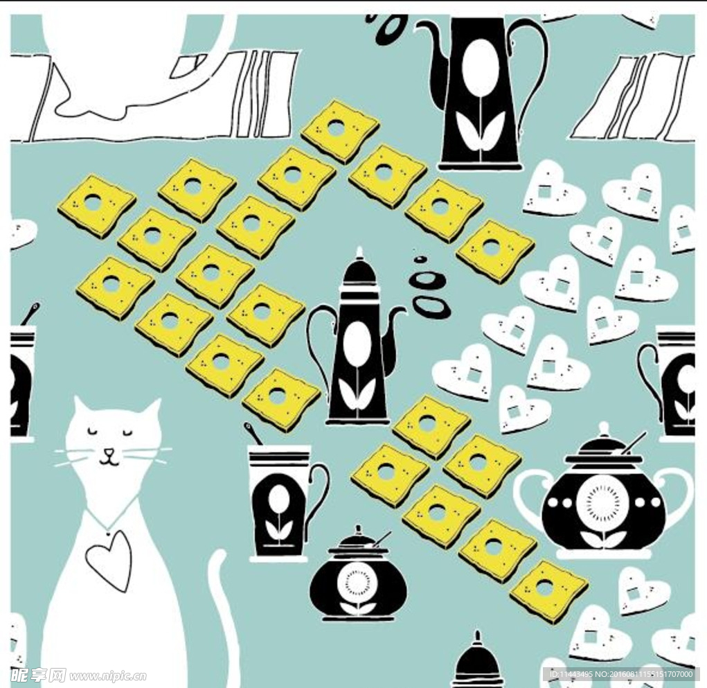 可爱卡通猫咪背景矢量图