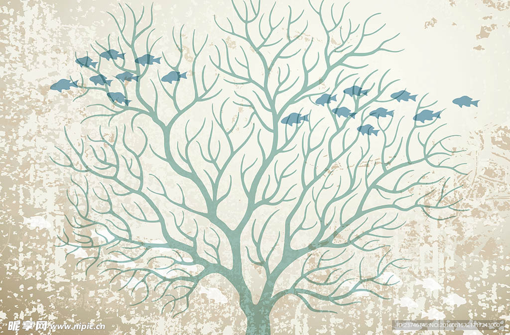 抽象生命树现代背景墙