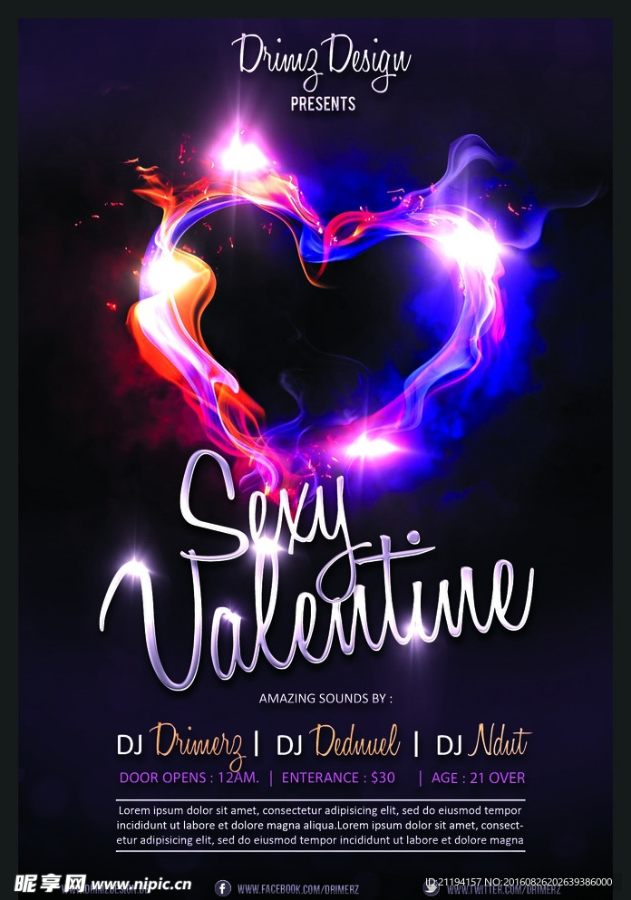 燃烧的心情人节海报背景设计