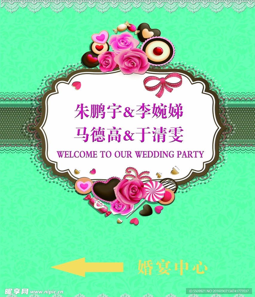 婚礼背景指示牌迎宾牌