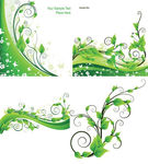 绿色蔓藤花纹矢量图