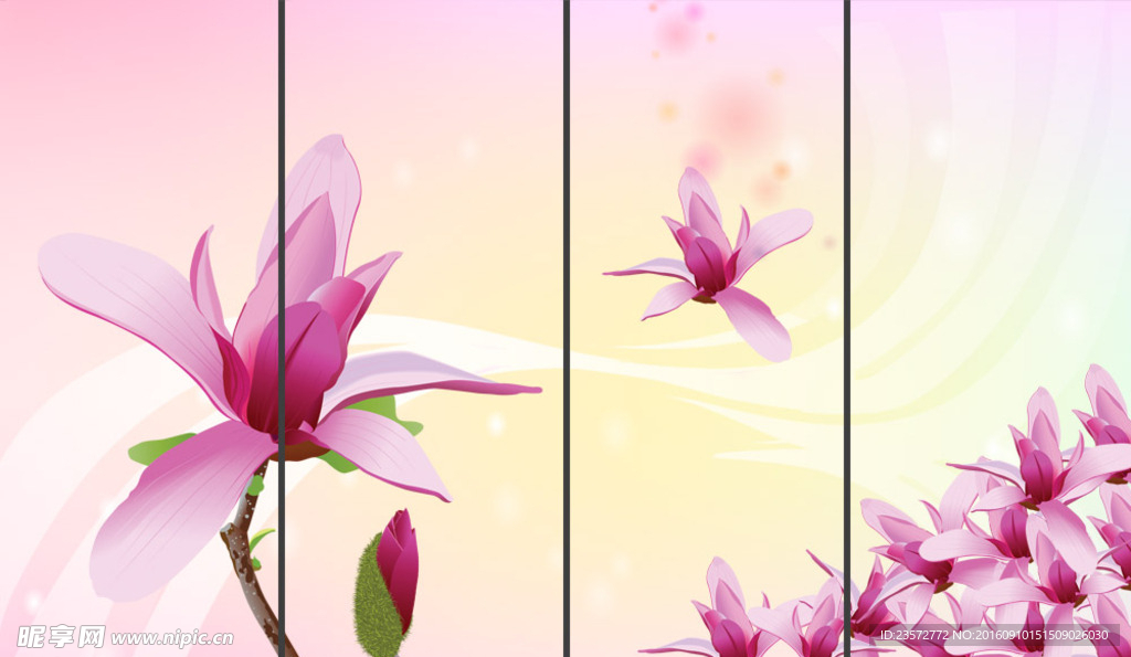 粉色浪漫花卉移门