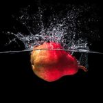 掉进水中的红雪梨