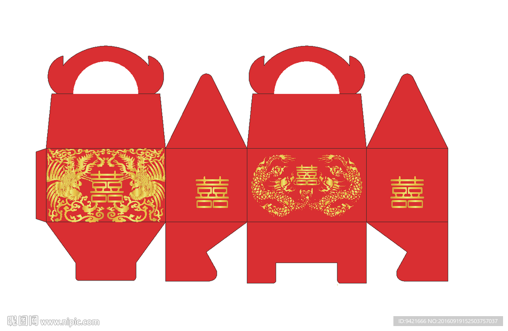 龙凤图喜糖盒