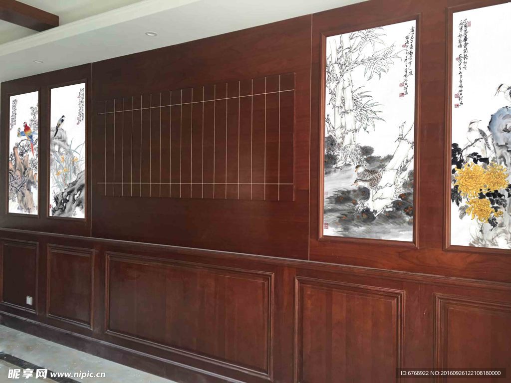 梅兰竹菊手绘壁纸画