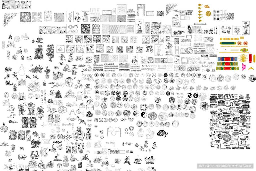 中国古代花纹矢量