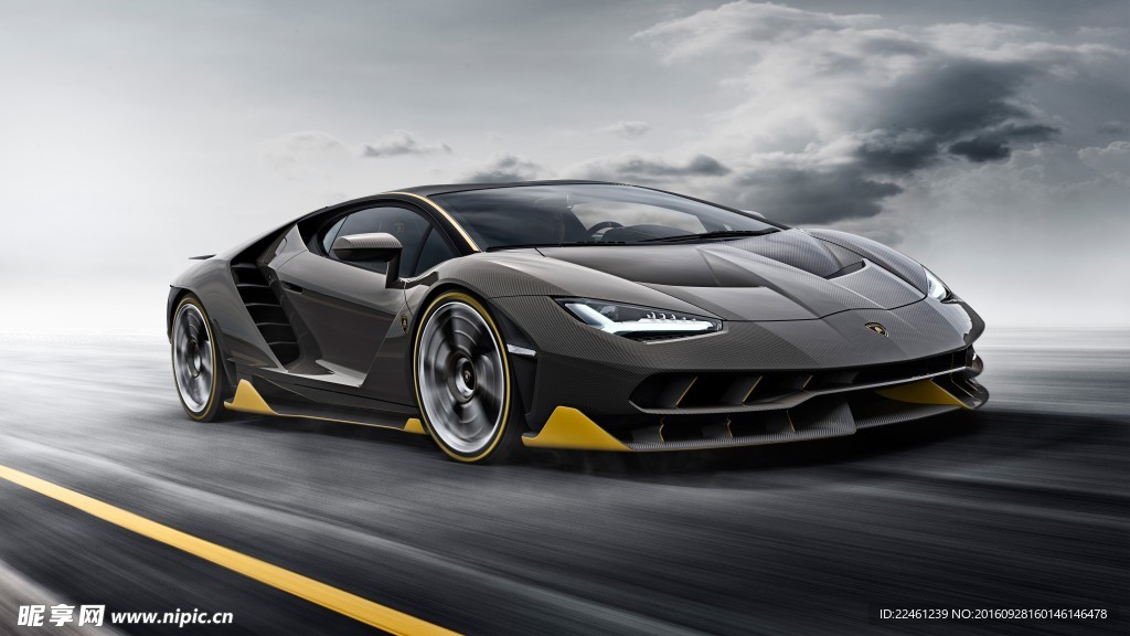 黄黑色兰博基尼跑车