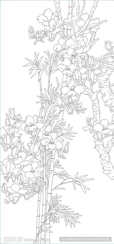 竹子 玉兰富贵 竹报平安