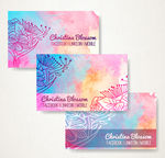 欧式彩绘底纹名片