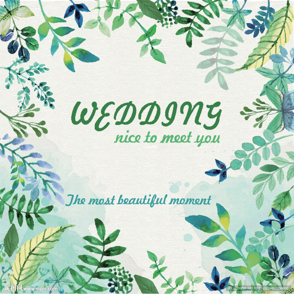 森系 边框 婚礼  绿色