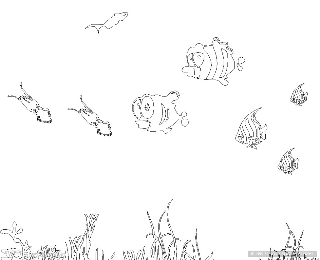 硅藻泥花纹  海洋鱼