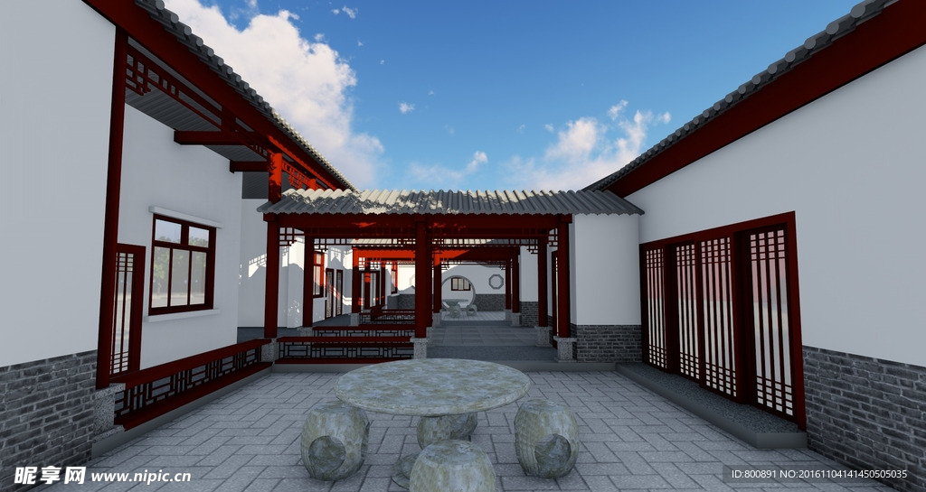 两进制四合院内院