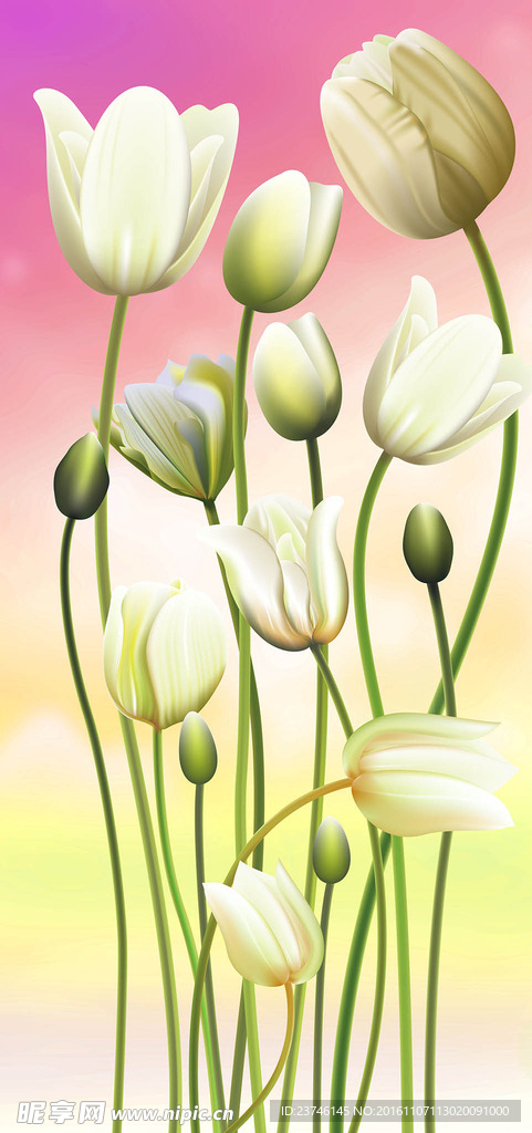 手绘郁金香玄关