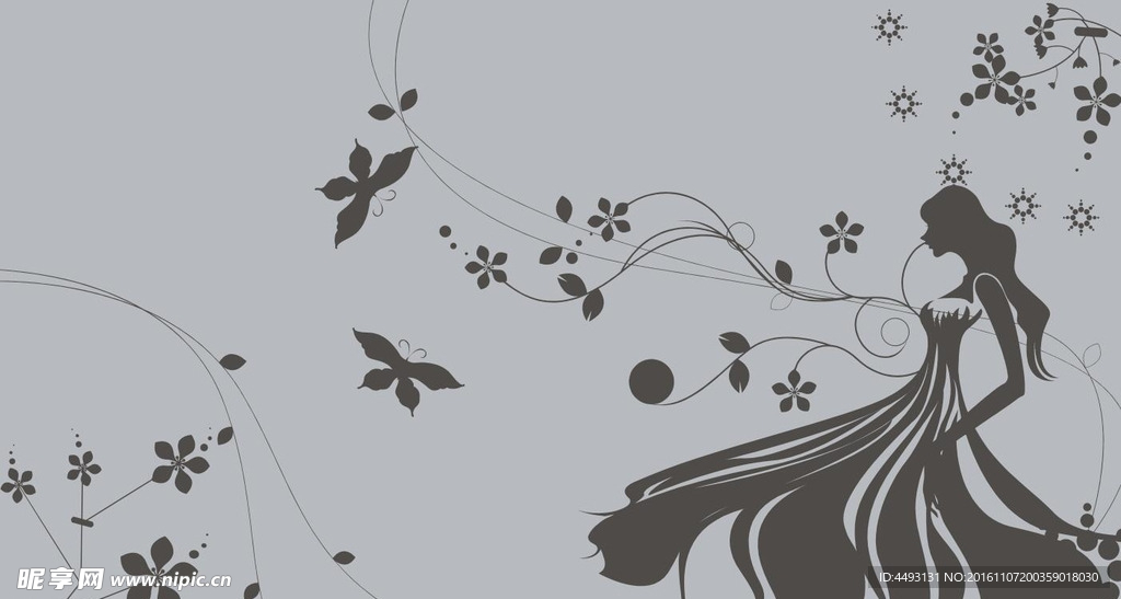 硅藻泥花纹 美女