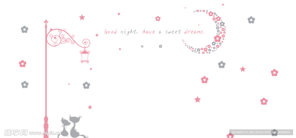 硅藻泥花纹 路灯下的情侣