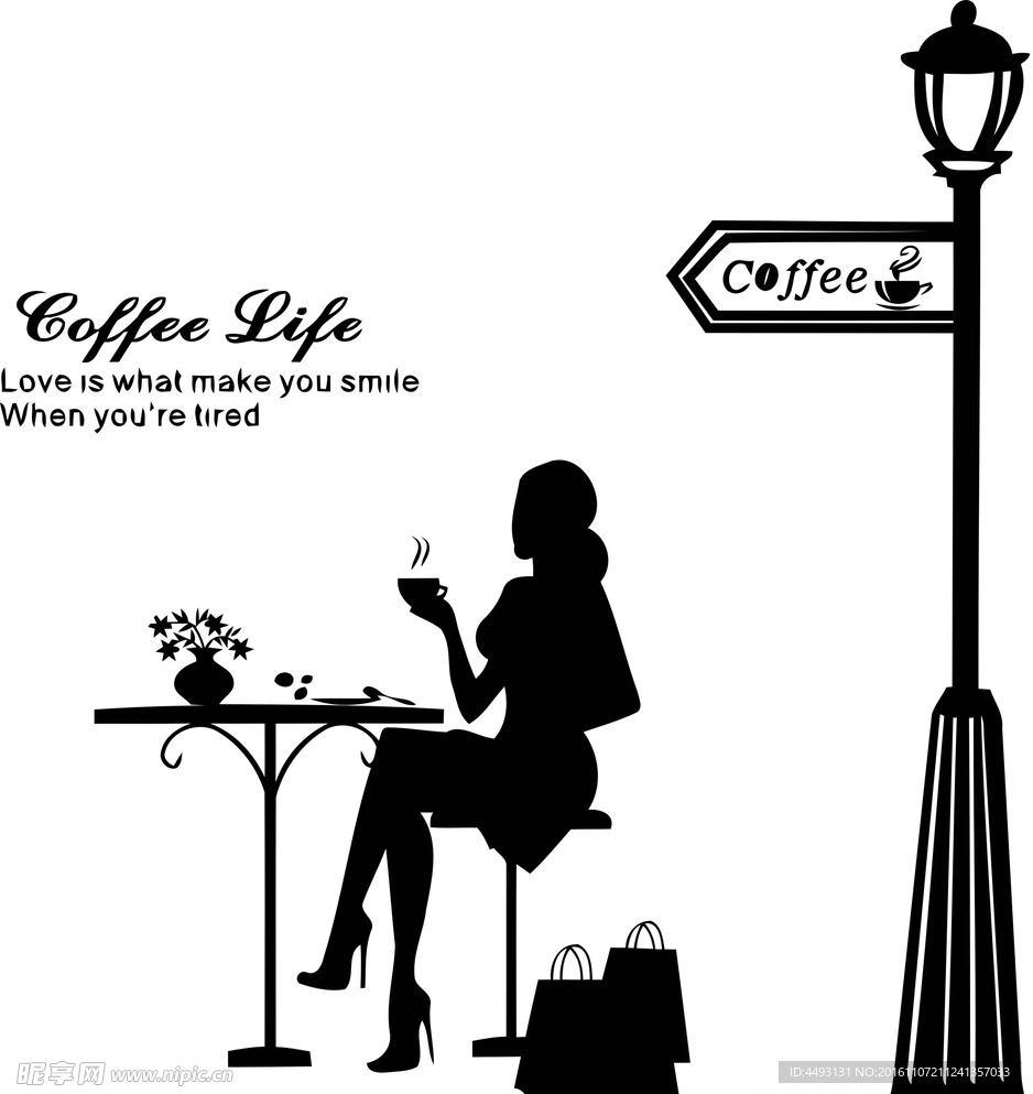 硅藻泥花纹 美女下午茶