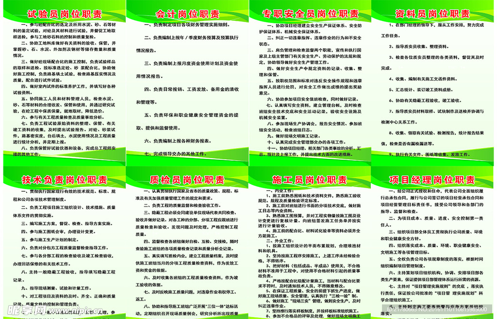建筑工地八大员岗位职责
