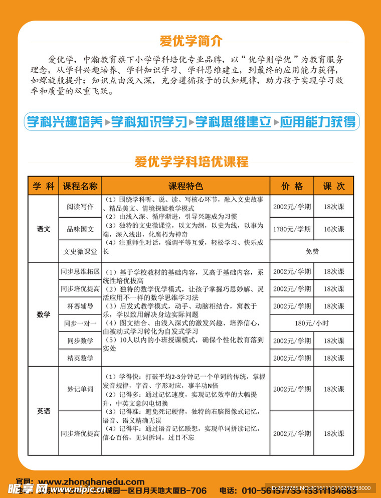 中瀚教育爱优学宣传单