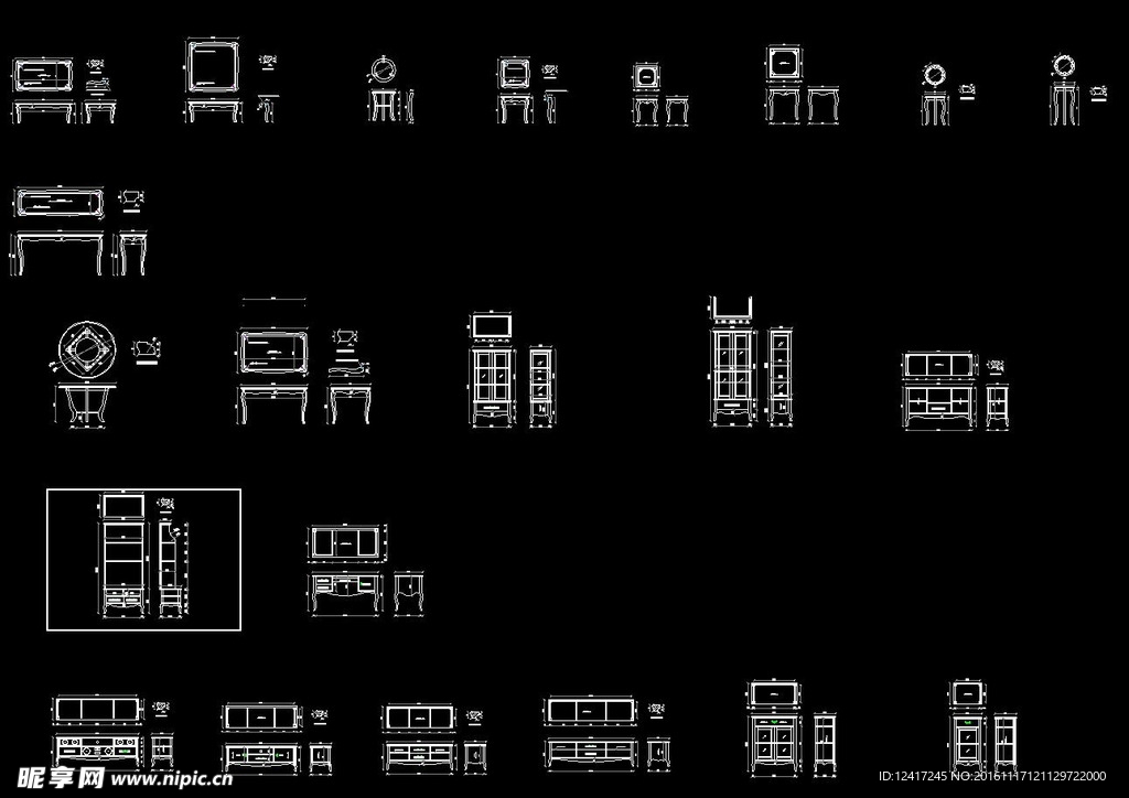 地中海风格厨房客厅CAD家具图
