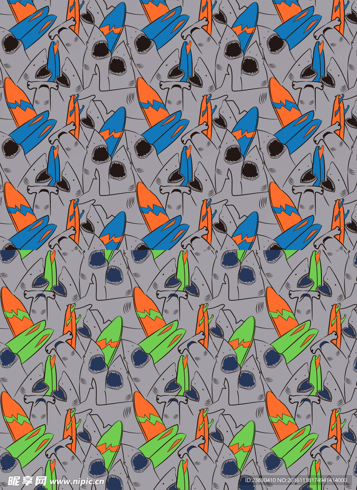 鲨鱼满印图 双色