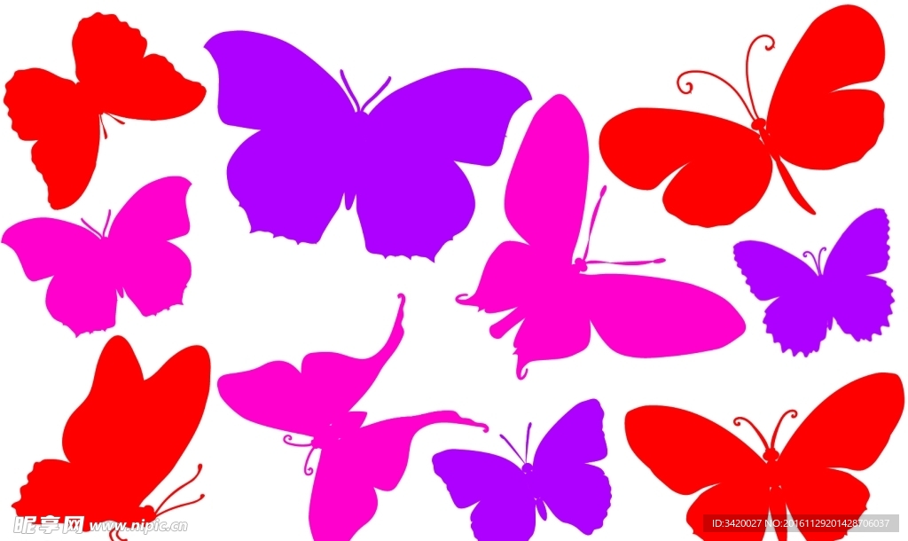 漂亮蝴蝶剪影笔刷