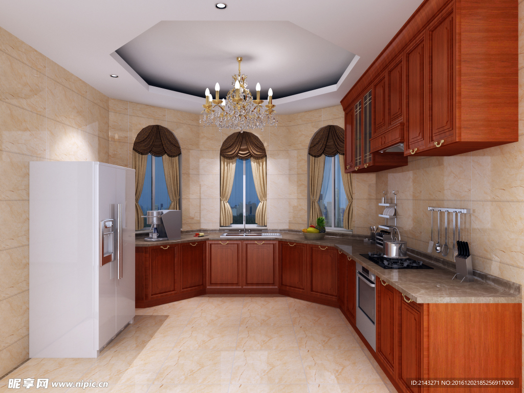 别墅欧式厨房效果图