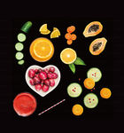 水果蔬菜果汁俯拍素材