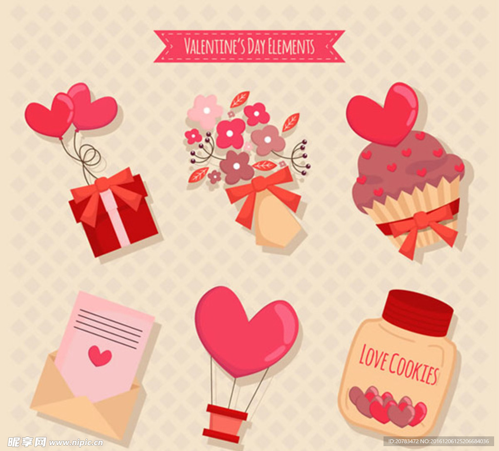 情人节标签 情人节元素