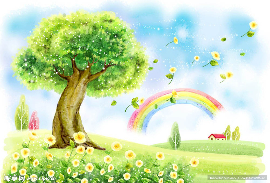 儿童节插画 风景海报