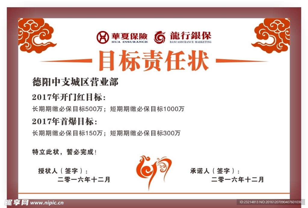 华夏保险目标责任状