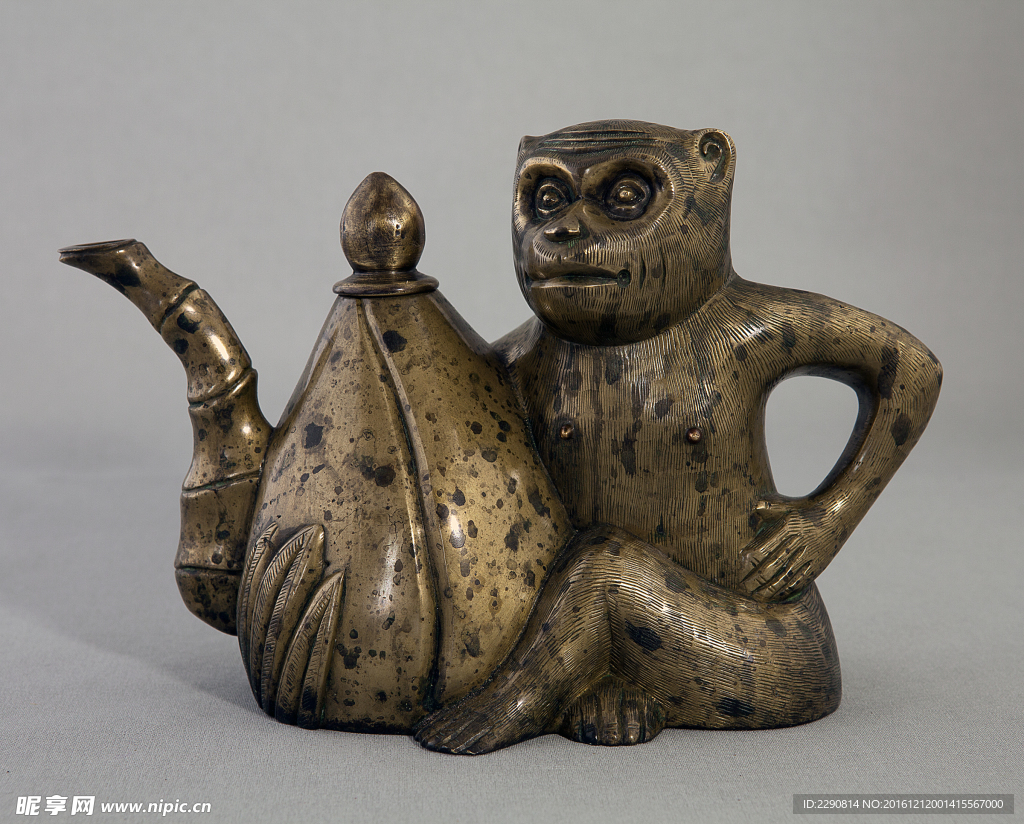 铜猴水壶
