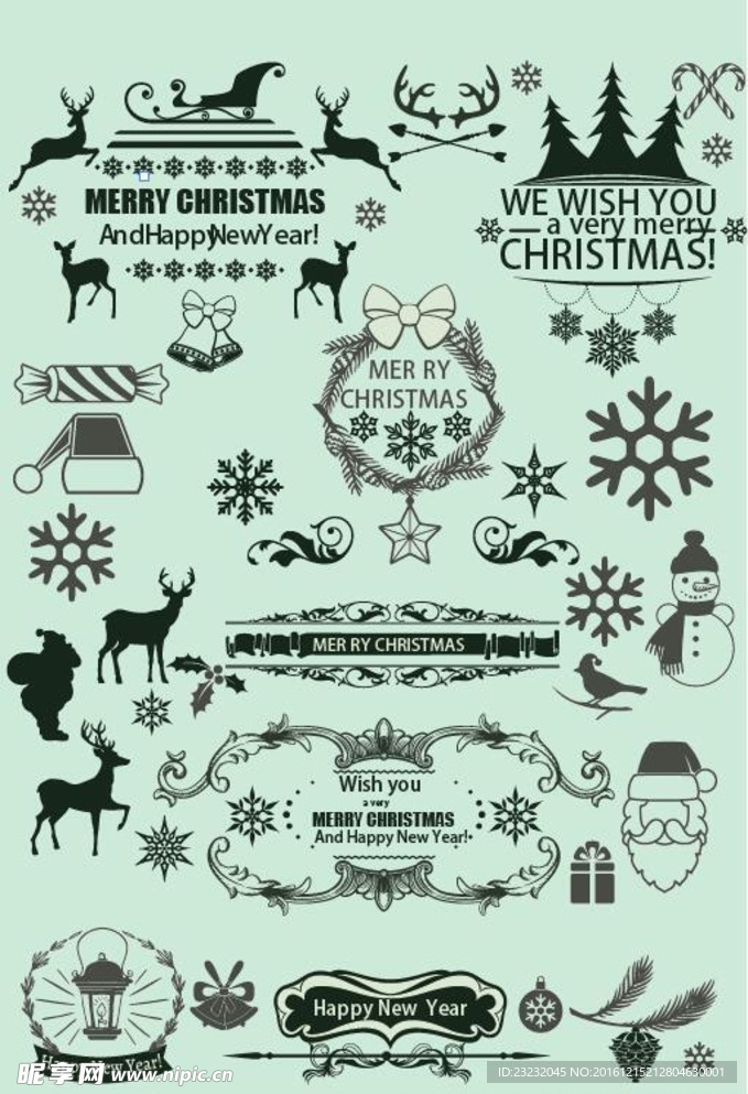 手绘圣诞节矢量素材