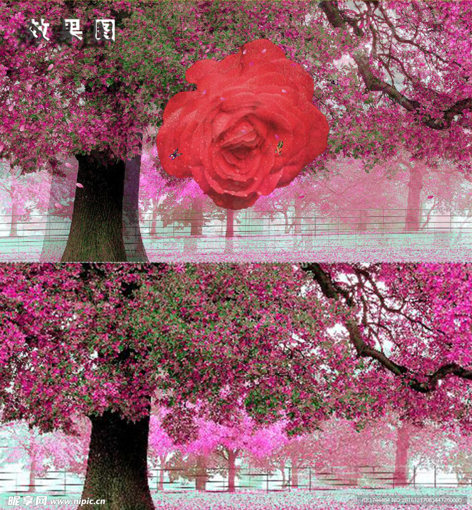 梦幻樱花飘扬浪漫背景AVI