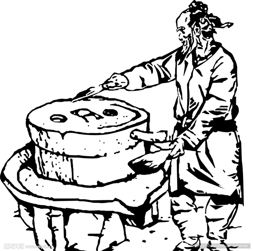 线稿手绘传统磨磨