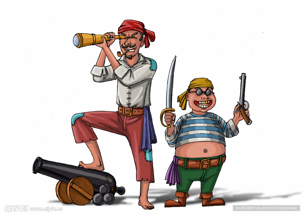 卡通 海盗 雕塑 手绘