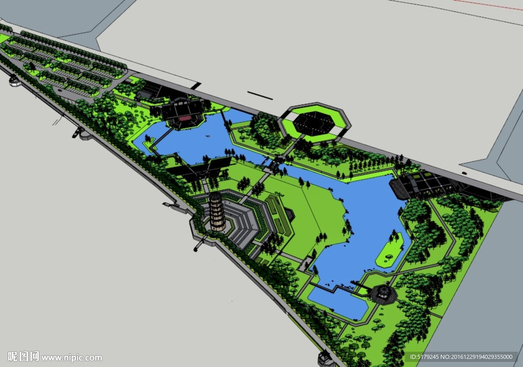 草图大师SU主题公园广场