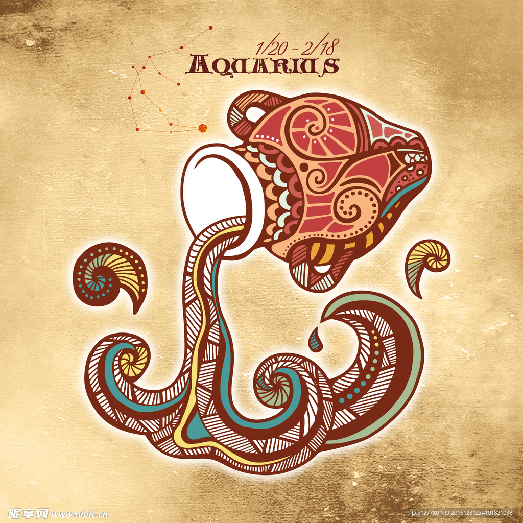 水瓶座 星座 手绘星座