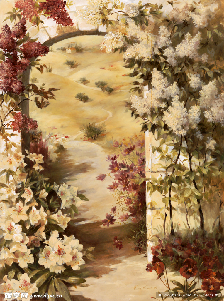 美丽田园花卉 油画 装饰画