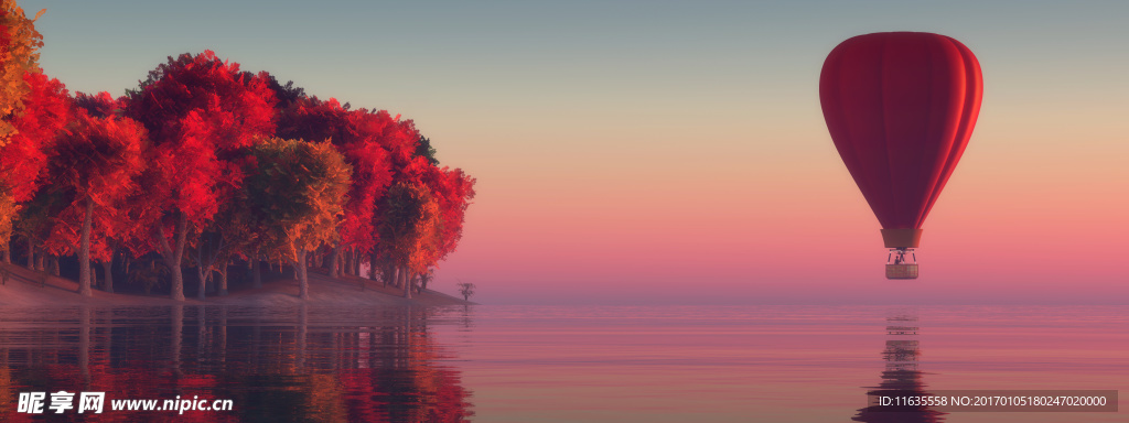 飞上高空的热气球