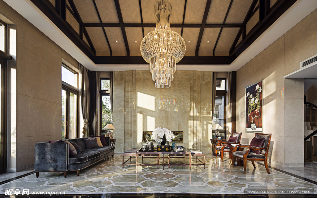 古典风格别墅客厅实景图