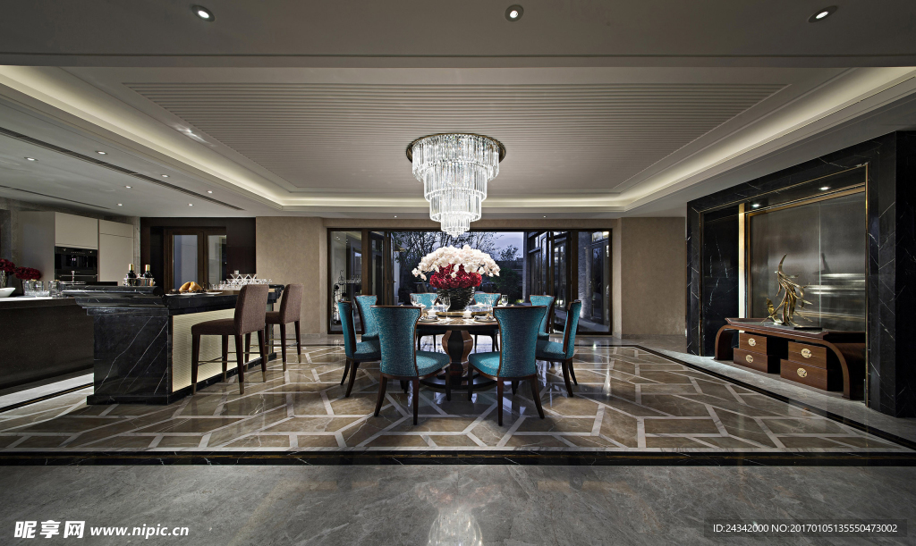 古典风格别墅餐厅实景图