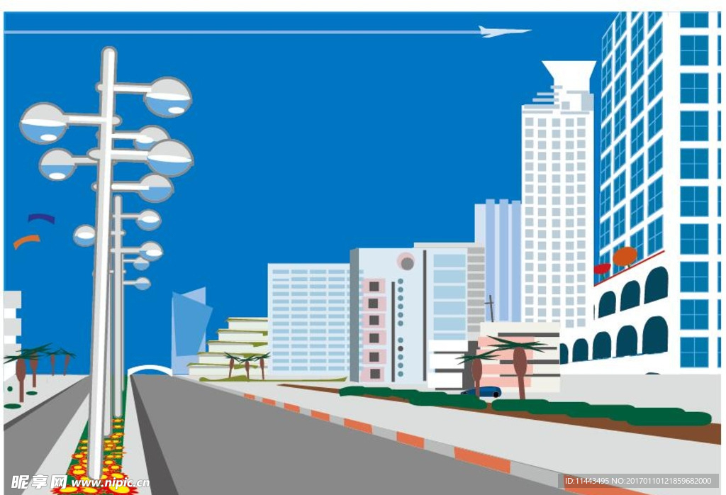 城市插画矢量
