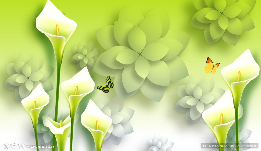 3D立体马蹄莲背景