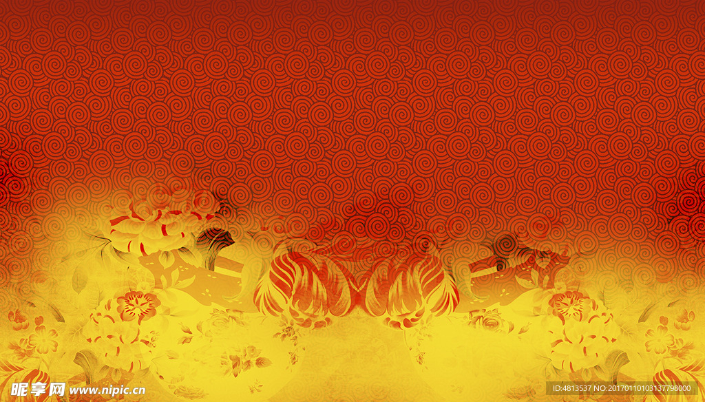 花卉祥云节庆背景