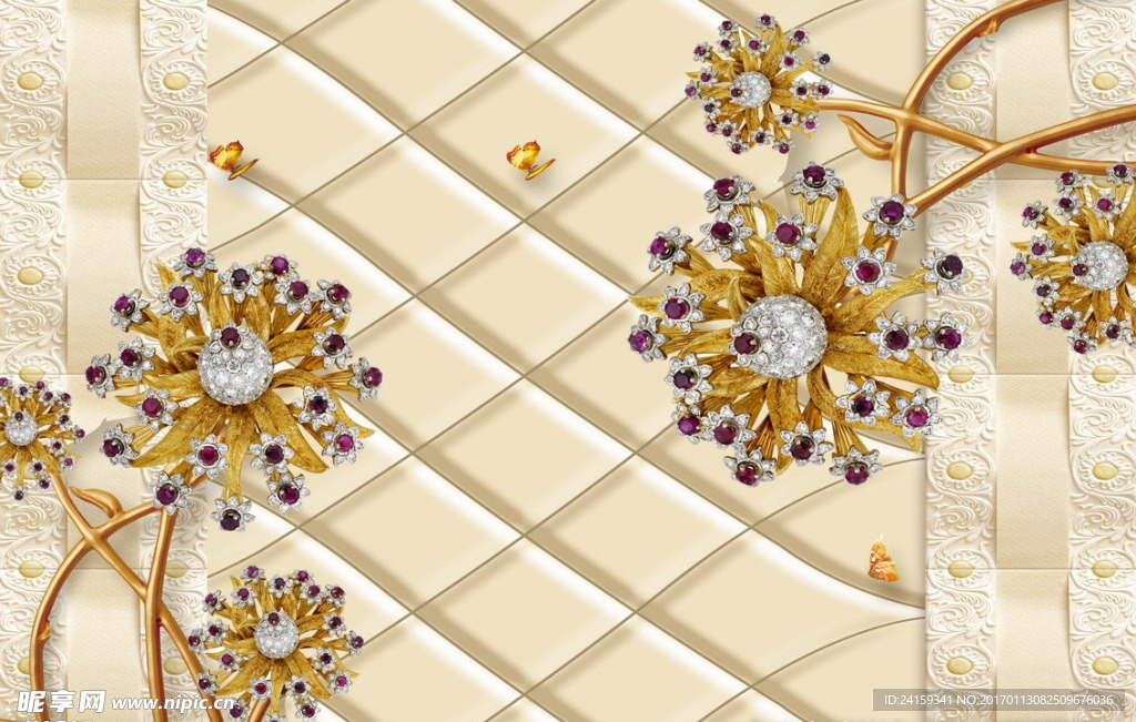 金色珠宝软包蒲公英