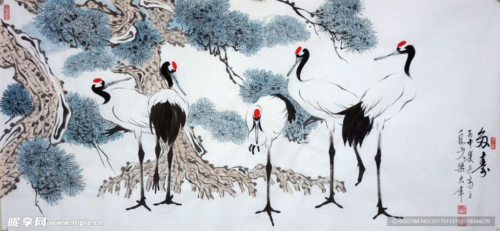 国画 鹤 梁大年